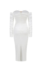 Coryn White Long Sleeve Midi Dress Flowering Girl