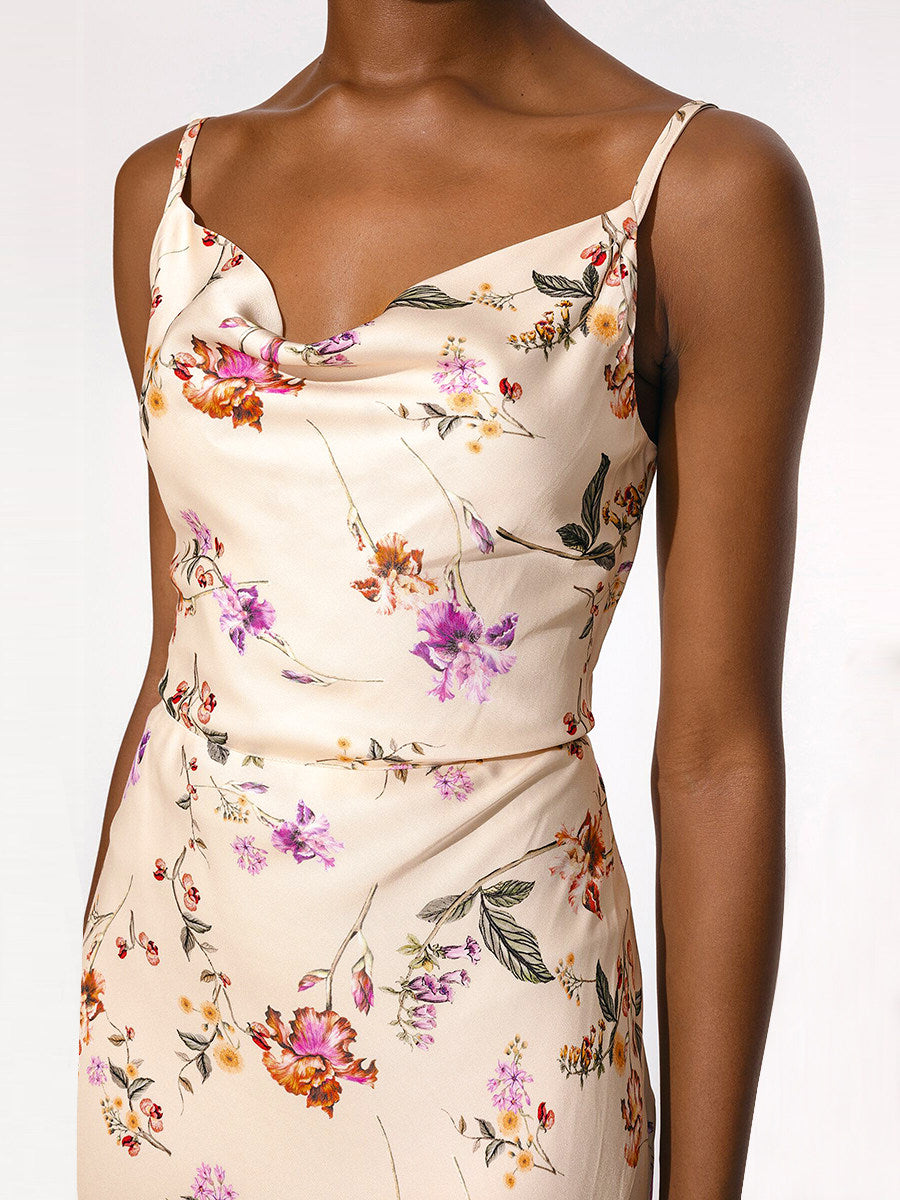 White Floral Slip Maxi Dress Flowering Girl