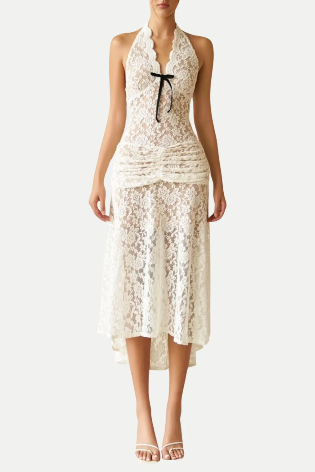 Eorl Halter Lace Midi Dress Flowering Girl