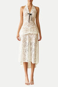Eorl Halter Lace Midi Dress Flowering Girl