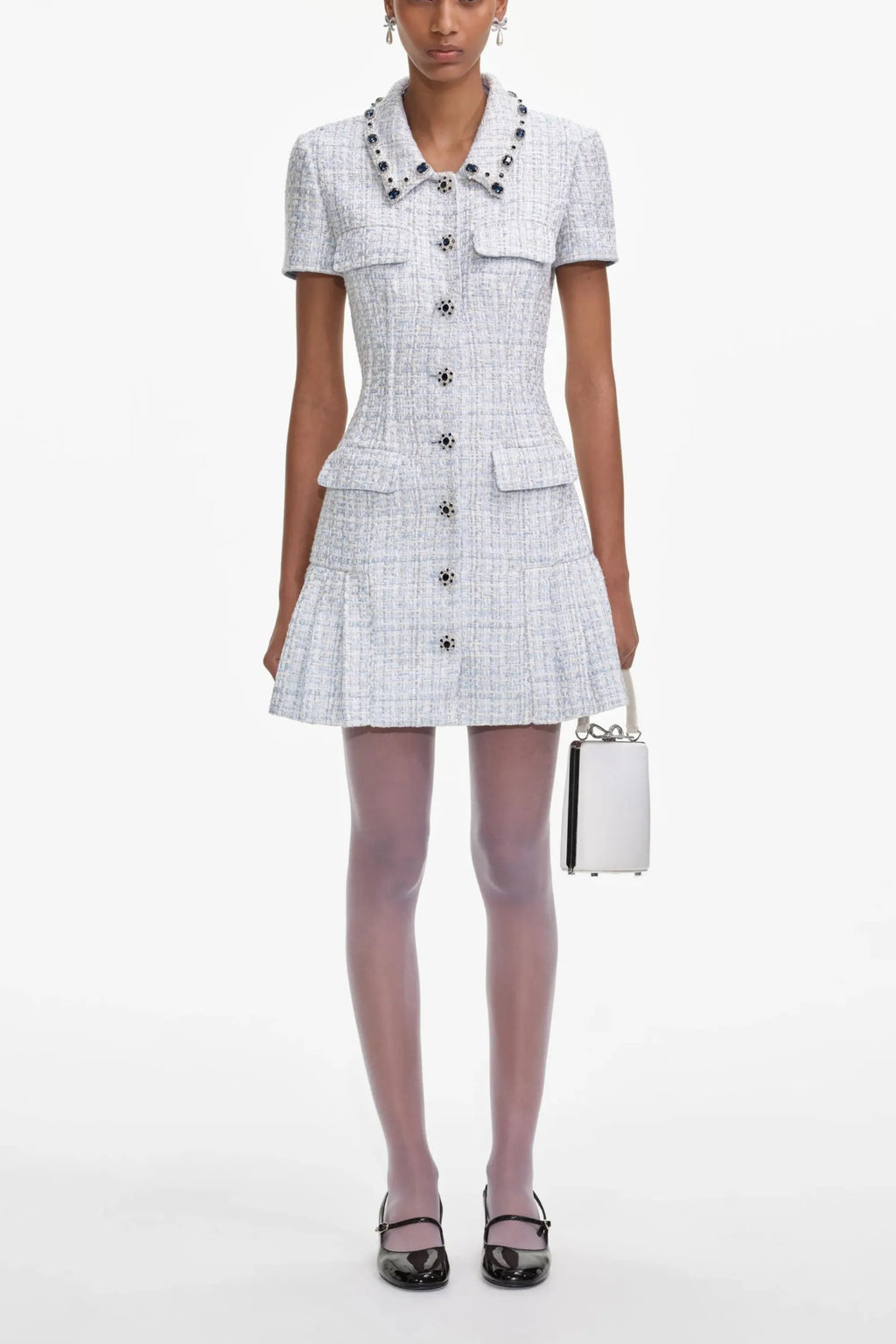 Blue Boucle Mini Dress Flowering Girl