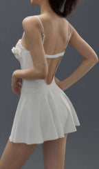 Deance White Flower One-Piece Swimsuit & Skirt Flowering Girl