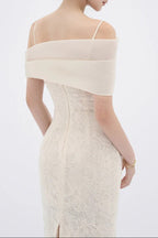 Tiffany Apricot Sheath Off Shoulder Sleeve Lace Maxi Dress Flowering Girl