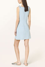 Halter Neck Tweed Vest Mini Dress In Blue Flowering Girl