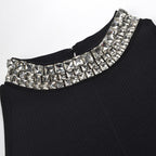 Virginia Pearl Collar Mini Dress In Black Flowering Girl