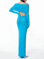 Quvion Off Shoulder Ruched Skirt Set Flowering Girl