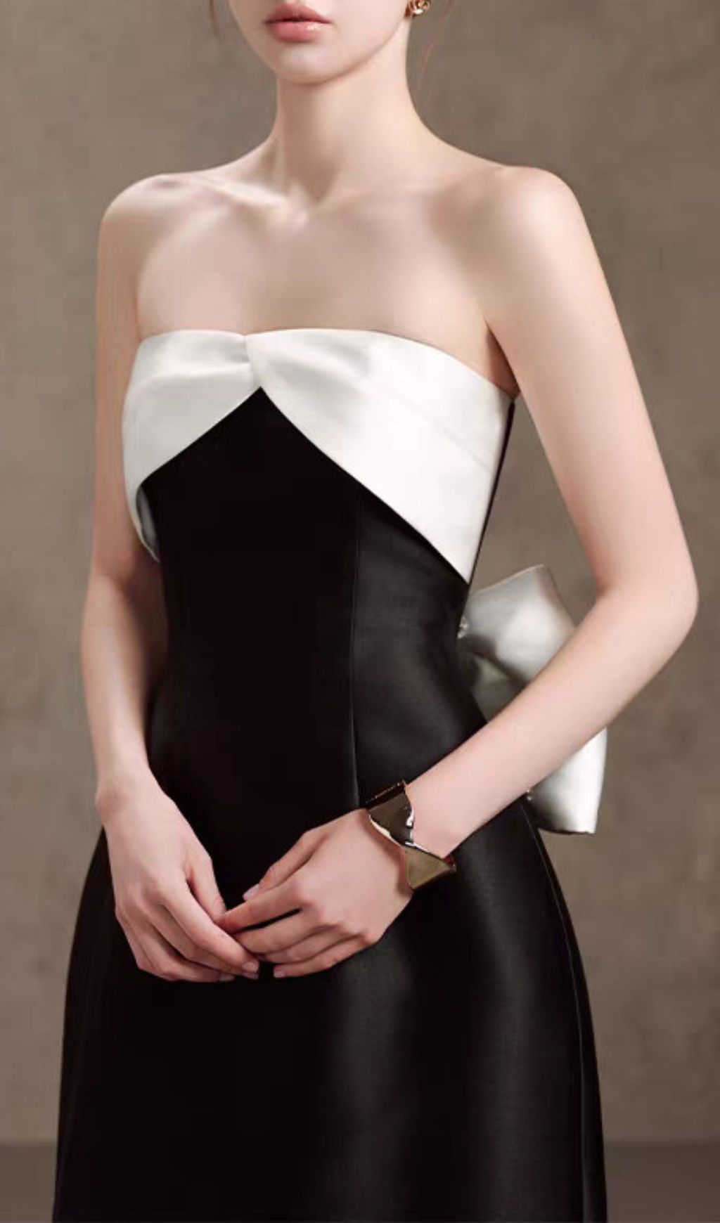 Hamlet Black Strapless Bow Midi Dress Flowering Girl
