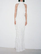 Melba White Halter Maxi Dress Flowering Girl