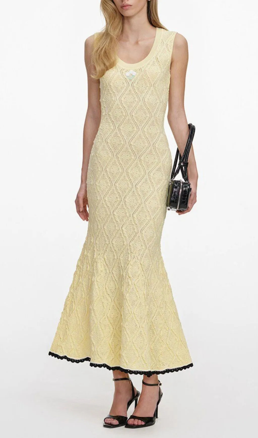 Madelynn Yellow Sleeveless Knit Midi Dress Flowering Girl