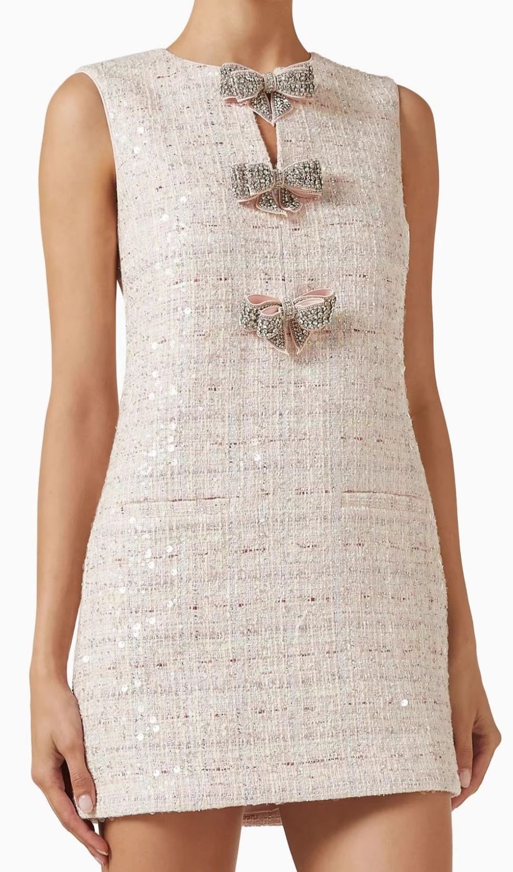 Kina Pink Sleeveless Bow Sequin Mini Dress Flowering Girl
