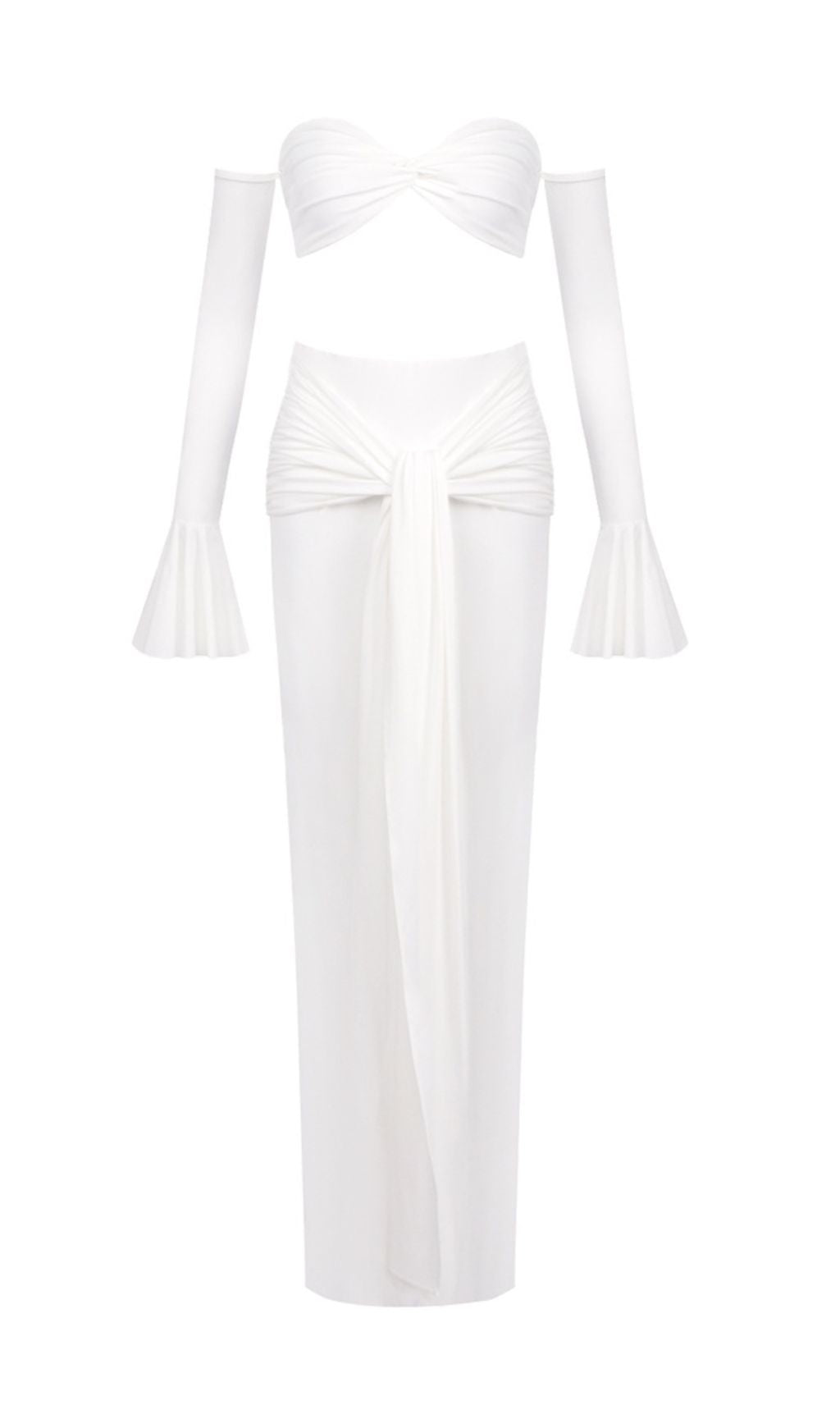 Hessa White Long Sleeve Two-Piece Set Flowering Girl