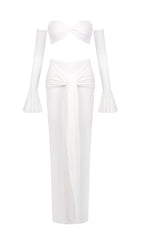 Hessa White Long Sleeve Two-Piece Set Flowering Girl