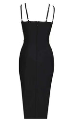 Shell Strap Beading Midi Dress In Black