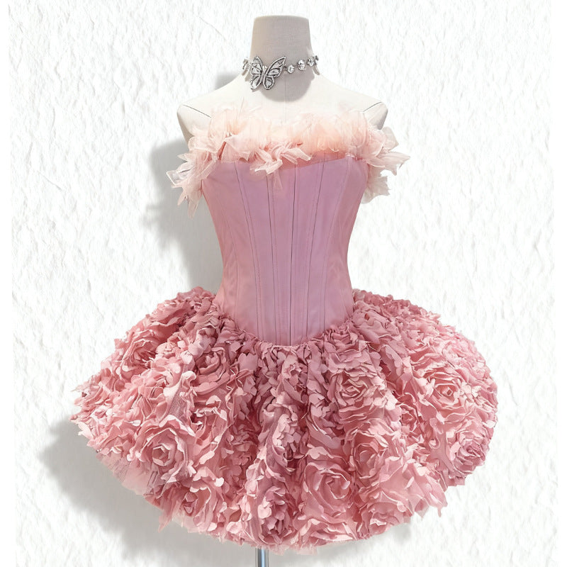 Irma Strapless Corset Flower Mini Dress Flowering Girl