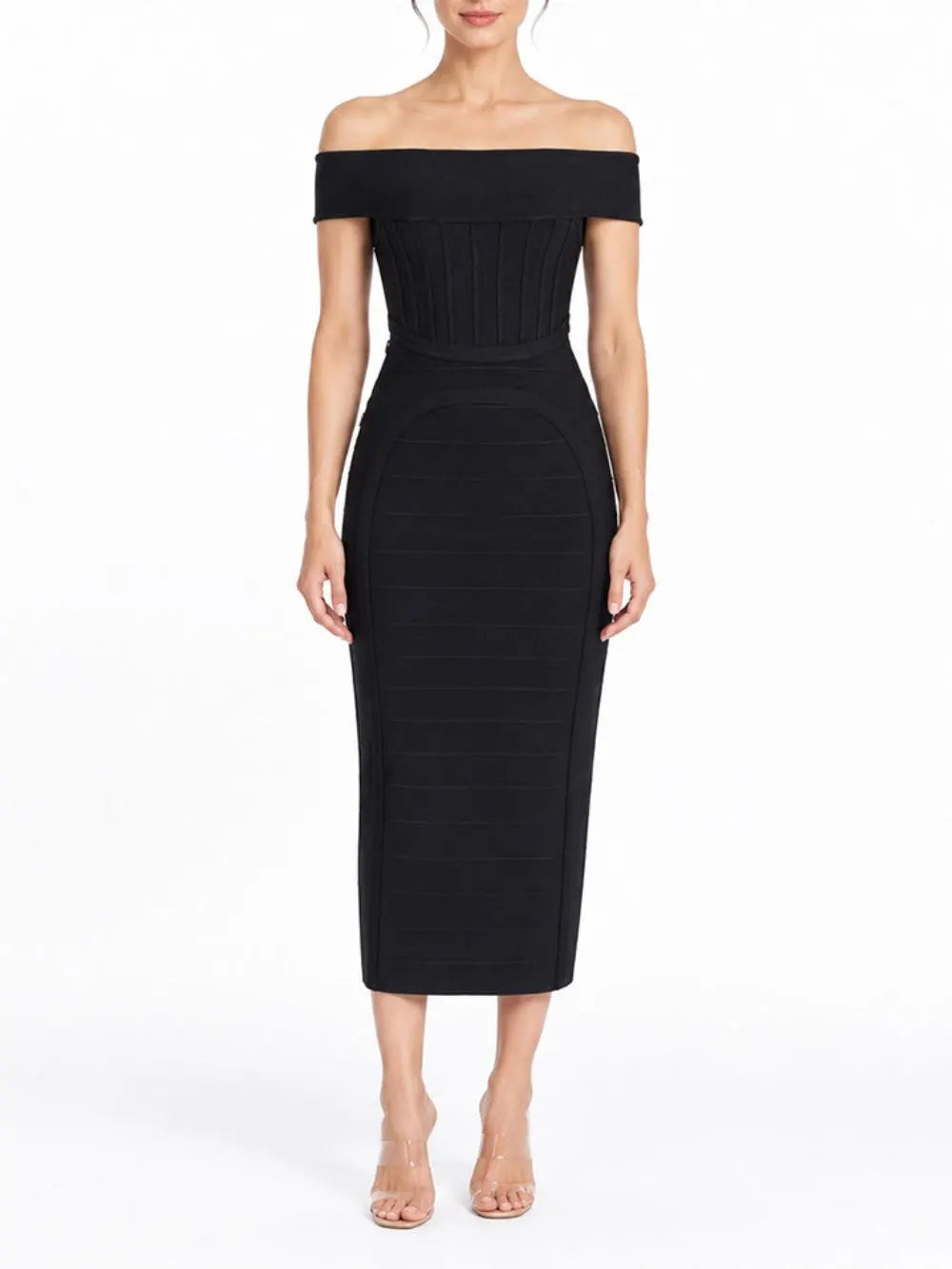 Moria Off-Shoulder Bandage Midi Dress Flowering Girl
