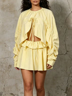 Michell Yellow Long Sleeve Two-Piece Set Flowering Girl