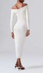 Coryn White Long Sleeve Midi Dress Flowering Girl
