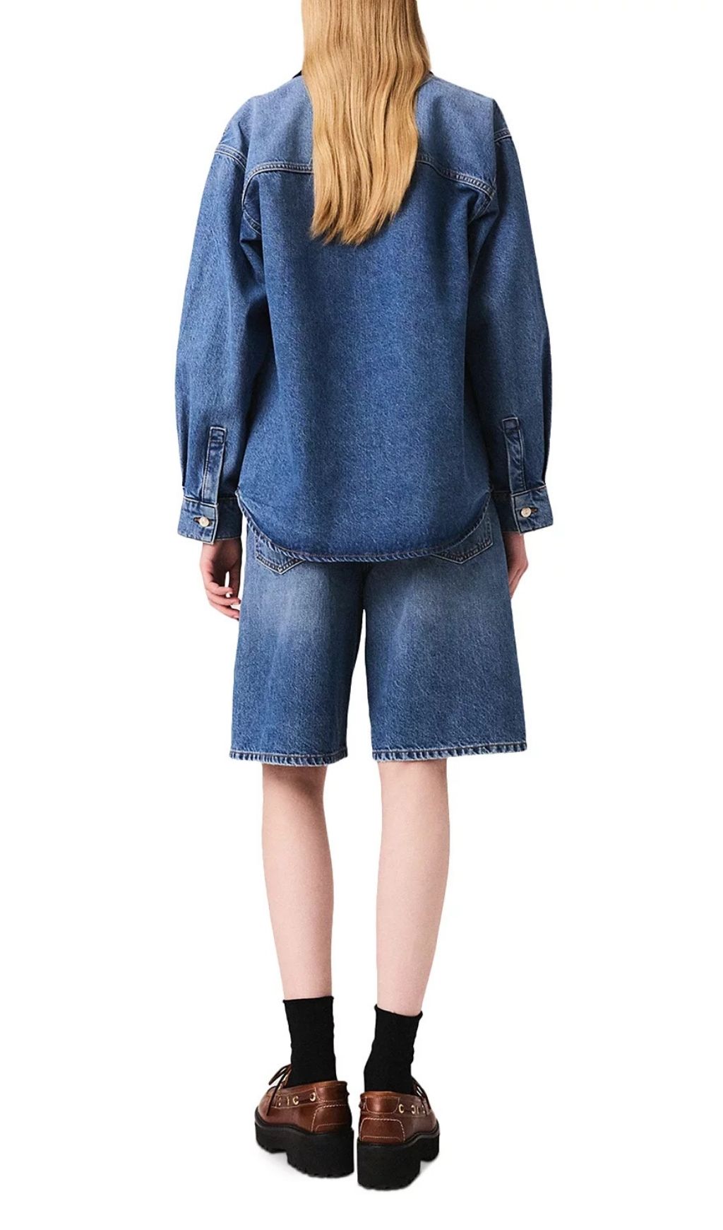 Faded Denim Jacket Flowering Girl