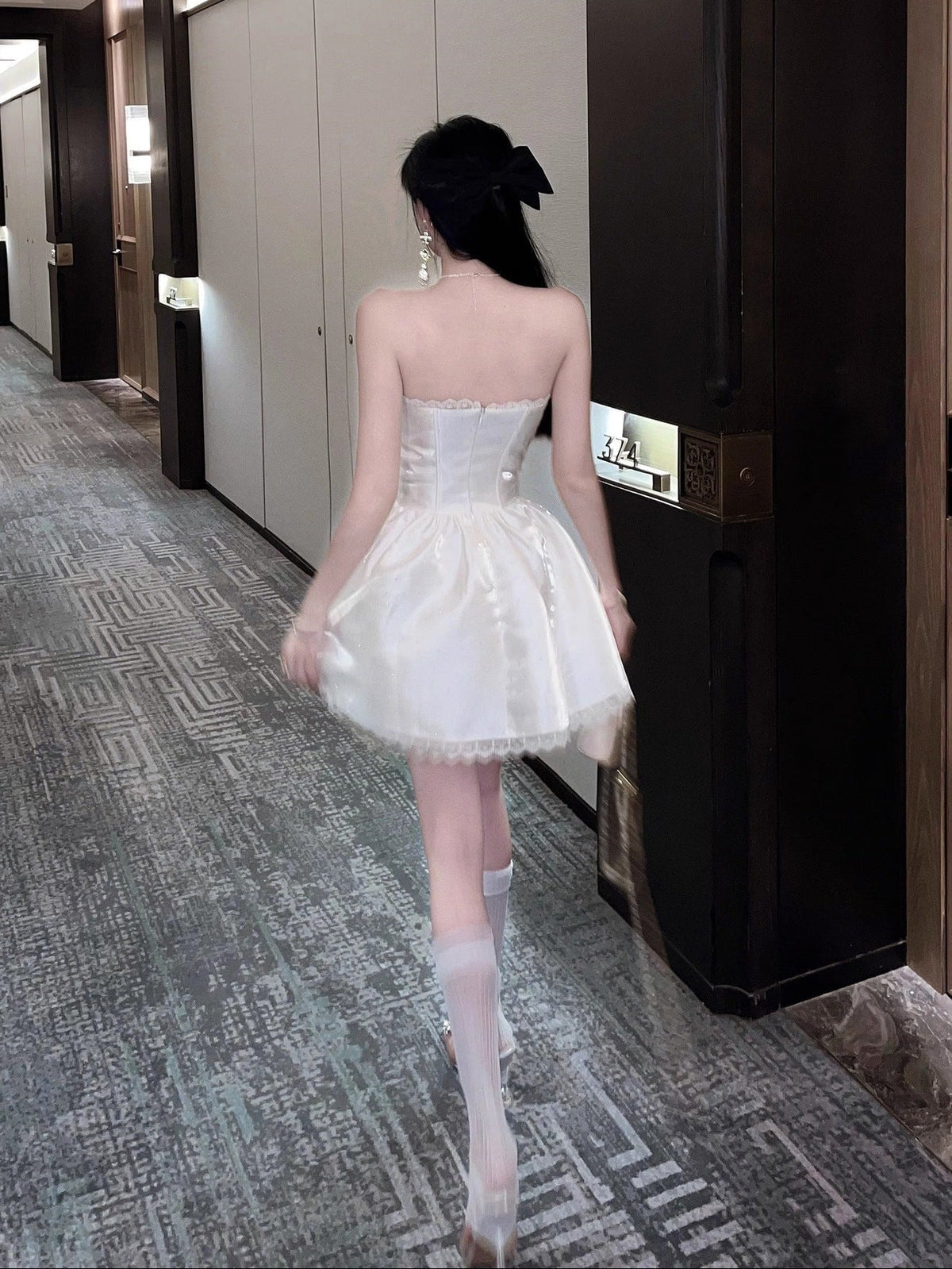 Adele White Sweetheart A-Line Strapless Satin Mini Dress Flowering Girl