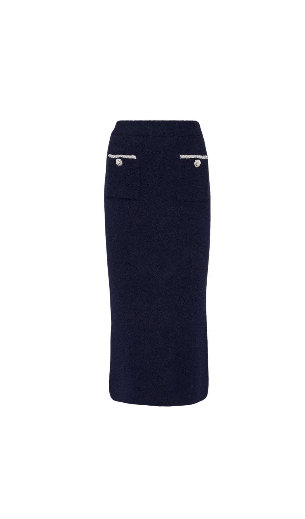 NAVY SOFT KNIT MIDI SKIRT Flowering Girl