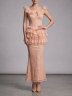Ruffle Lace Maxi Dress Set Flowering Girl