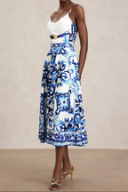 Kaona Halter Floral Printed Top And Skirt Two-Piece Set Flowering Girl