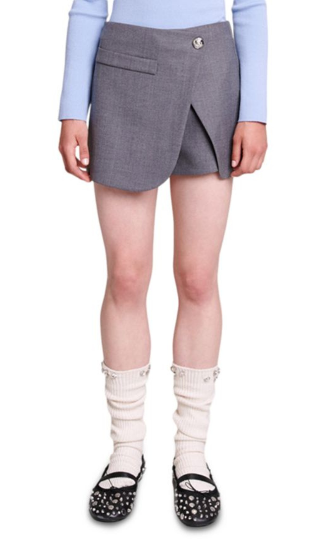 WRAP OVER-PANEL STRETCH-WOVEN SHORTS Flowering Girl
