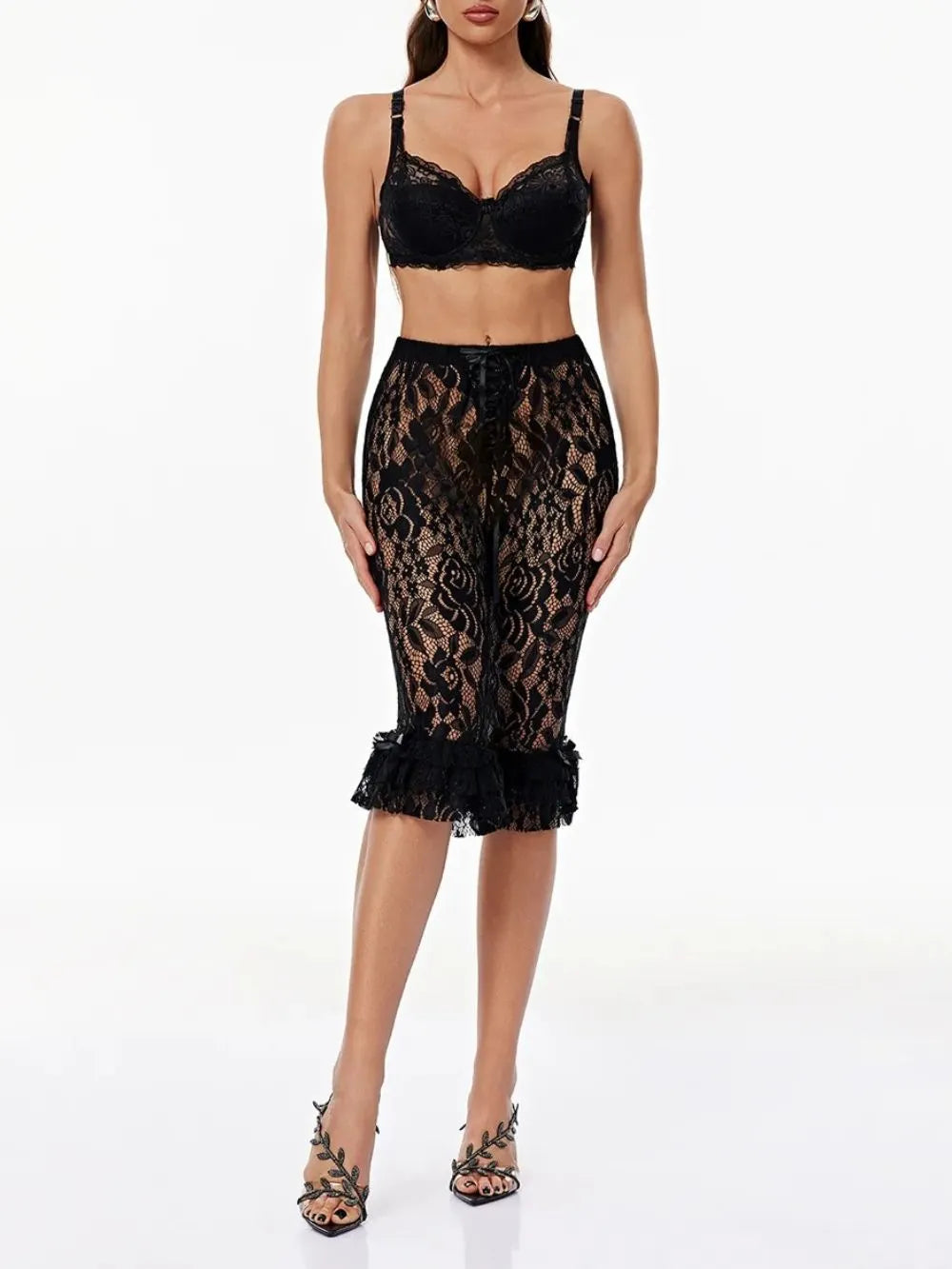 Gerda Lace Capri Pants Set Flowering Girl
