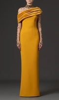 Kylan Yellow Diamante Long Sleeve Maxi Dress Flowering Girl