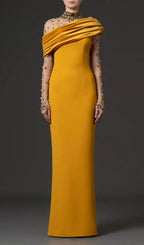 Kylan Yellow Diamante Long Sleeve Maxi Dress Flowering Girl