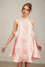 Quella Pink Flower Sleeveless A-Line Mini Dress Flowering Girl
