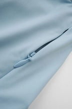 Aakifa Asymmetric Draped Maxi Dress - Baby Blue Flowering Girl