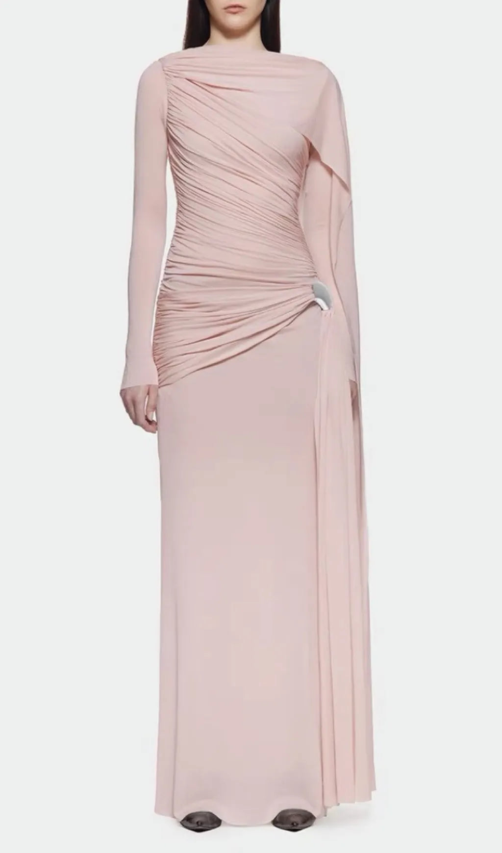 Hanayo Ruched Long Sleeve Maxi Dress Flowering Girl