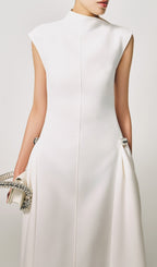 A Line Maxi Dress White Flowering Girl
