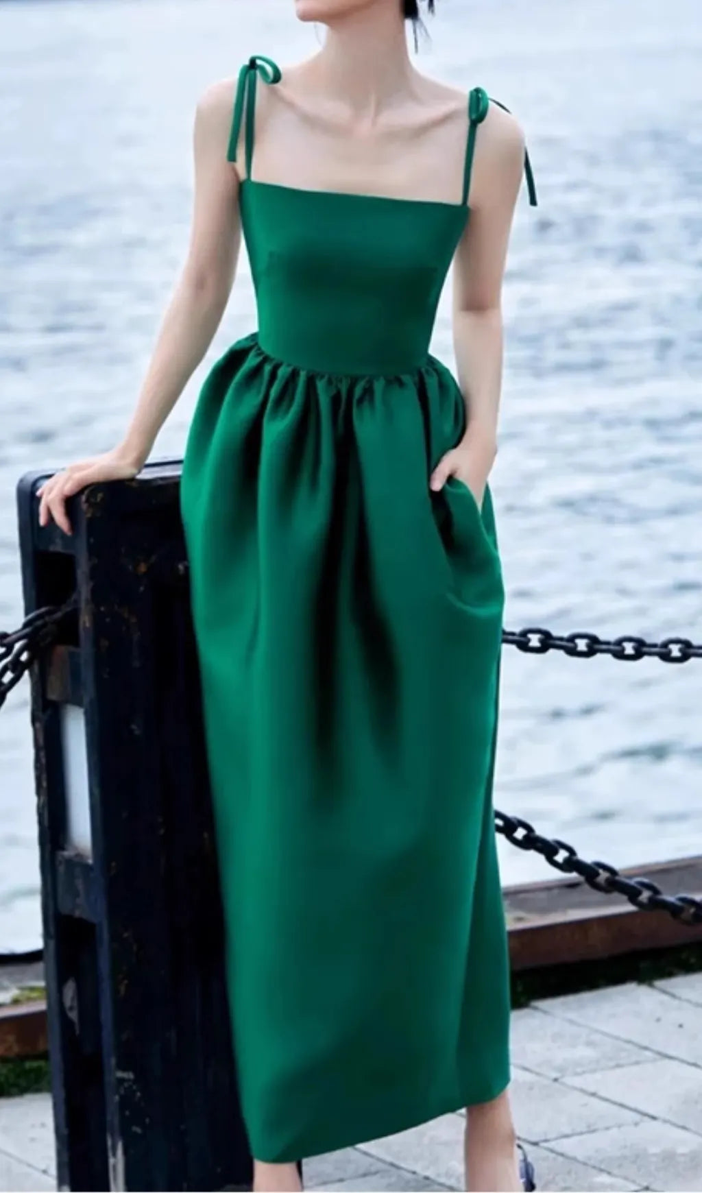 Dotty Green Midi Dress Flowering Girl