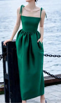 Dotty Green Midi Dress Flowering Girl