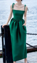 Dotty Green Midi Dress Flowering Girl