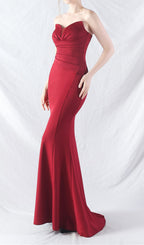 Chrina Red Strapless Ruched Maxi Dress Flowering Girl
