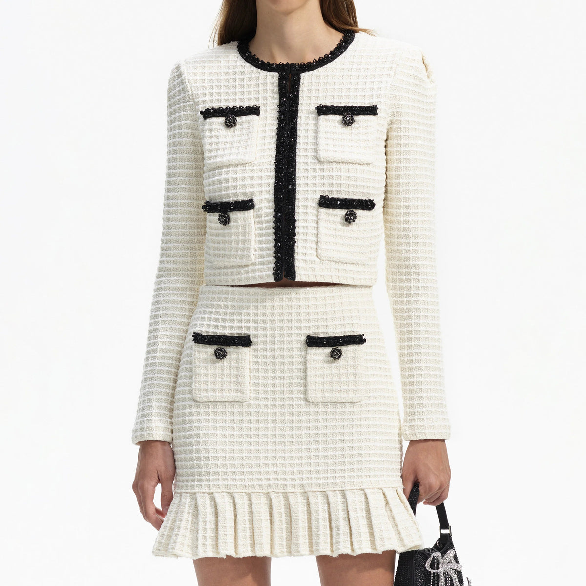 CREAM TEXTURED KNIT MINI SKIRT Flowering Girl