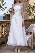 Strapless Layered Organza Midi Dress in white Flowering Girl