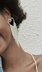 Sliver Rhinestone Tassel Earrings Flowering Girl