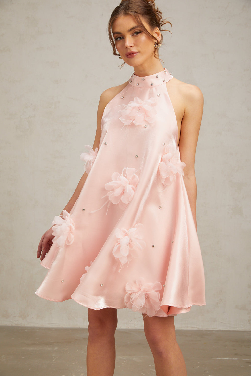 Quella Pink Flower Sleeveless A-Line Mini Dress Flowering Girl