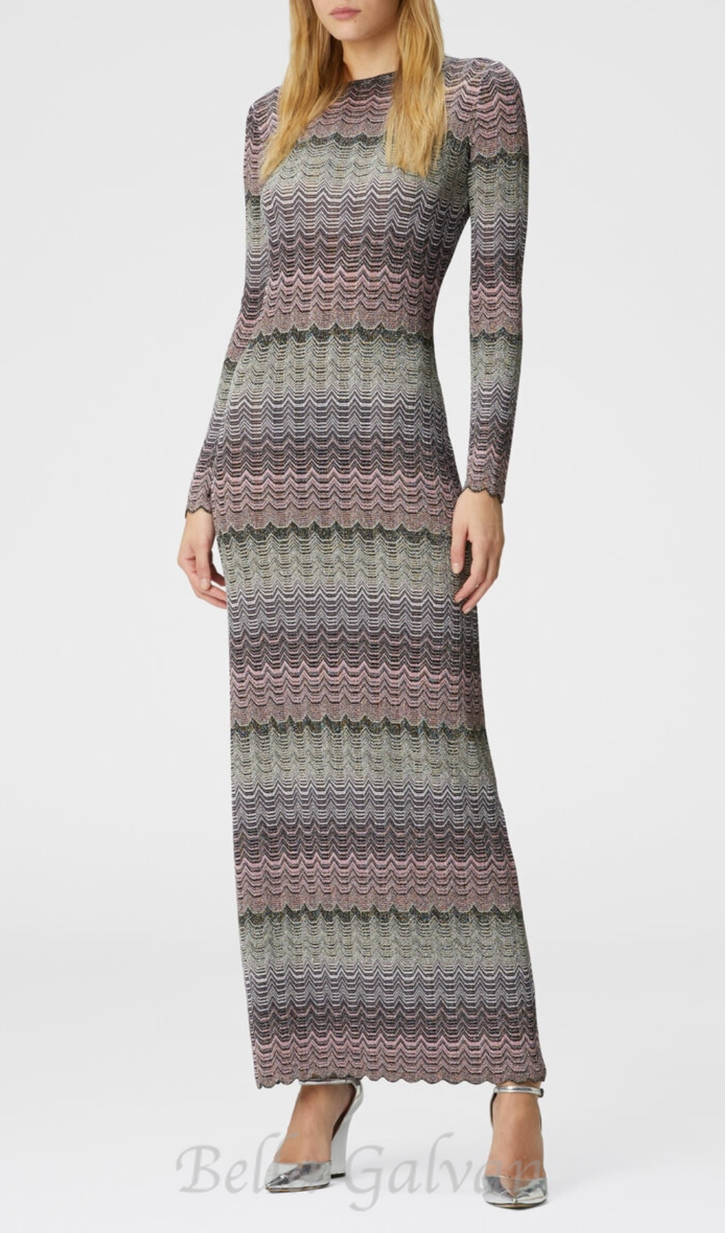 multicolor maxi dress with lamé greek motif Flowering Girl
