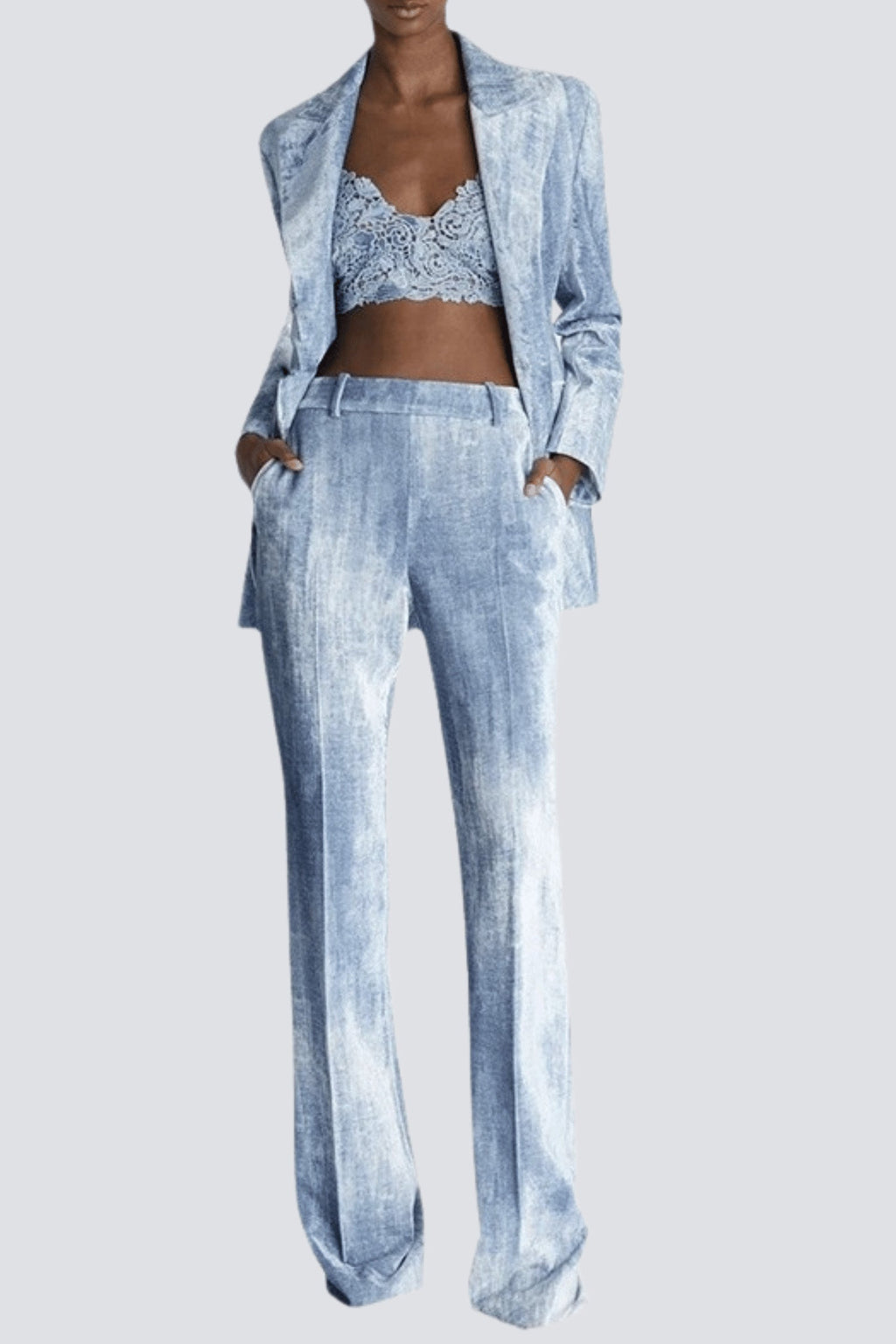Isleta Print Blazer Two Piece Set - Blue Flowering Girl