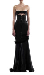 Evren Black Strapless Corset Maxi Dress Flowering Girl