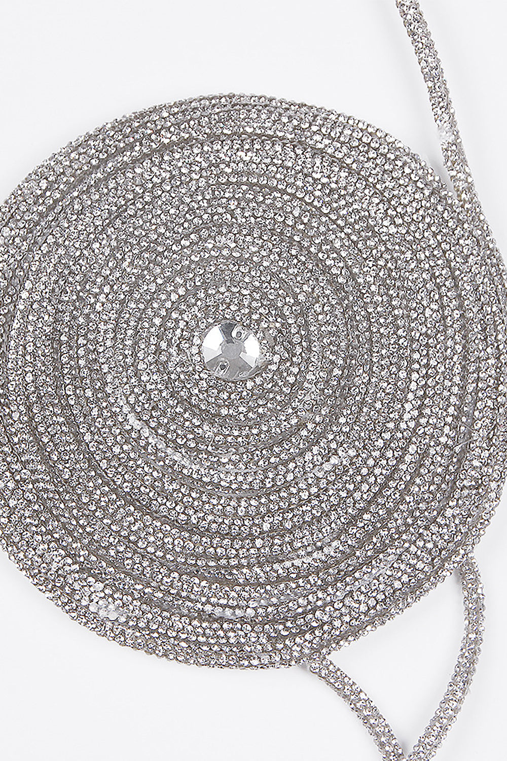 Rhinestone Embellished Silk Bra Top In Silver Flowering Girl