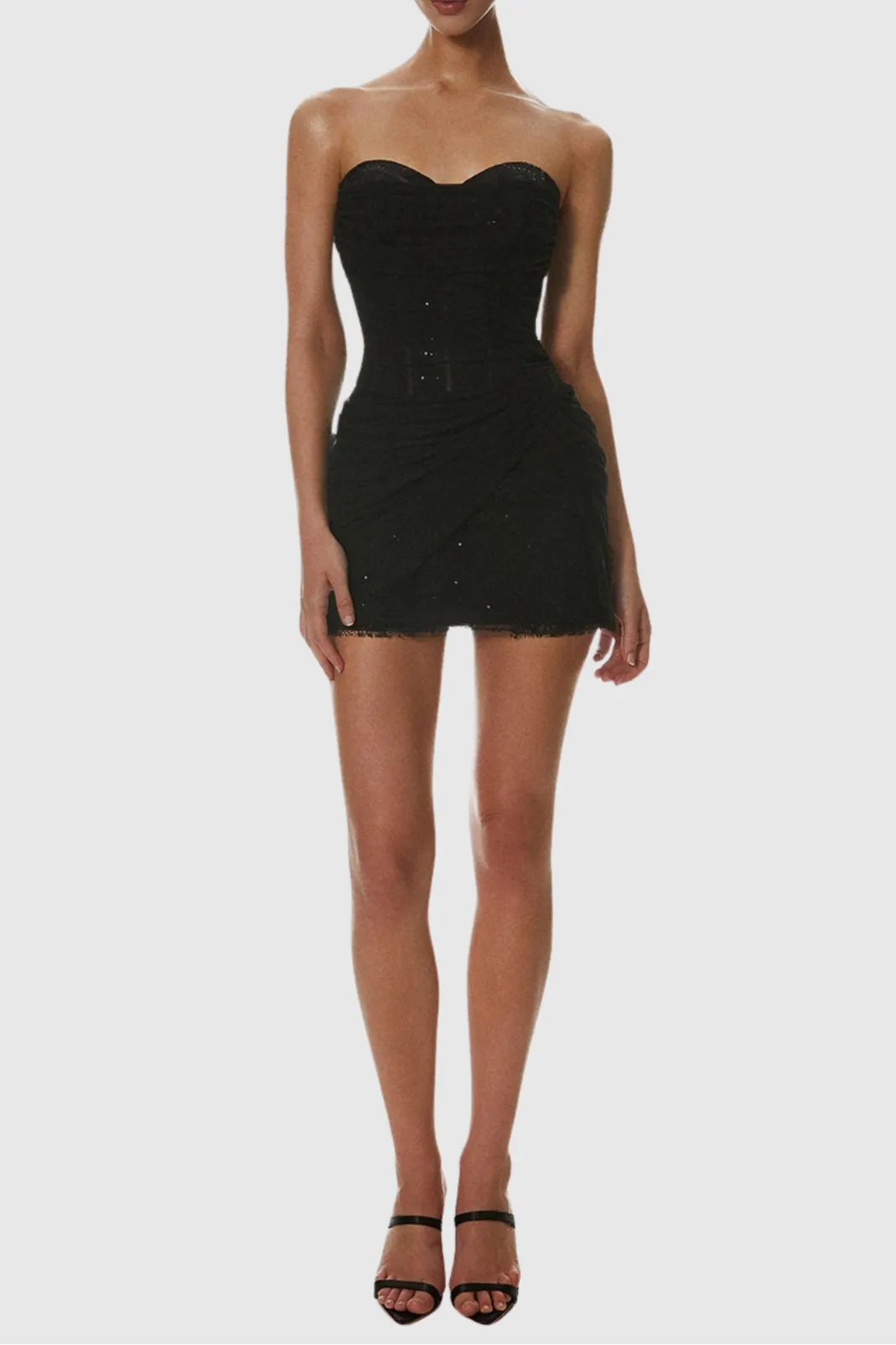 Liserre Sequin Strapless Corset Ruched Mini Dress Flowering Girl