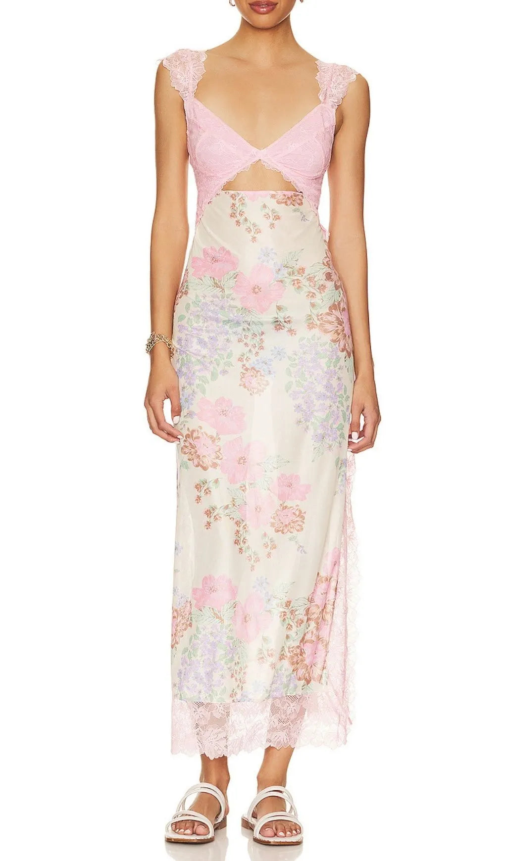 Ladee Lace Floral Midi Dress Flowering Girl