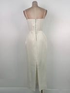 Michal White Spaghetti Corset Maxi Dress Flowering Girl