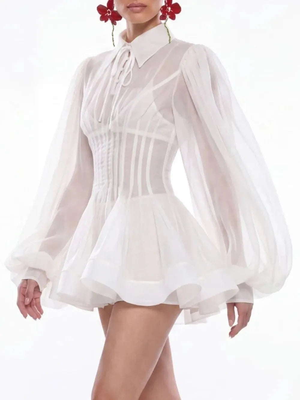 Kazra Balloon Sleeve Shirt Flowering Girl